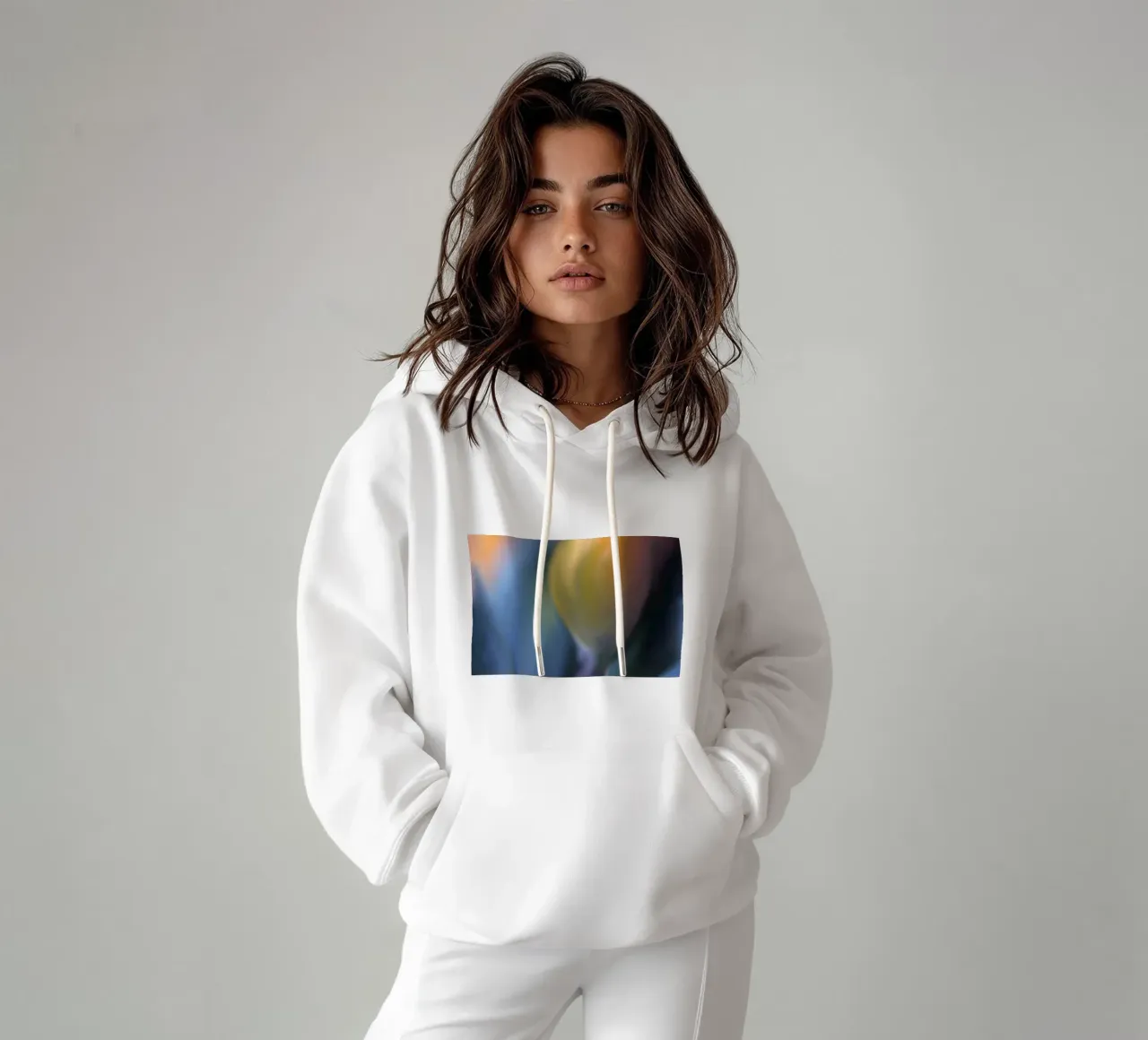 Giallo tulipano sfumato, simile all'acquerello felpa con cappuccio da Something for you