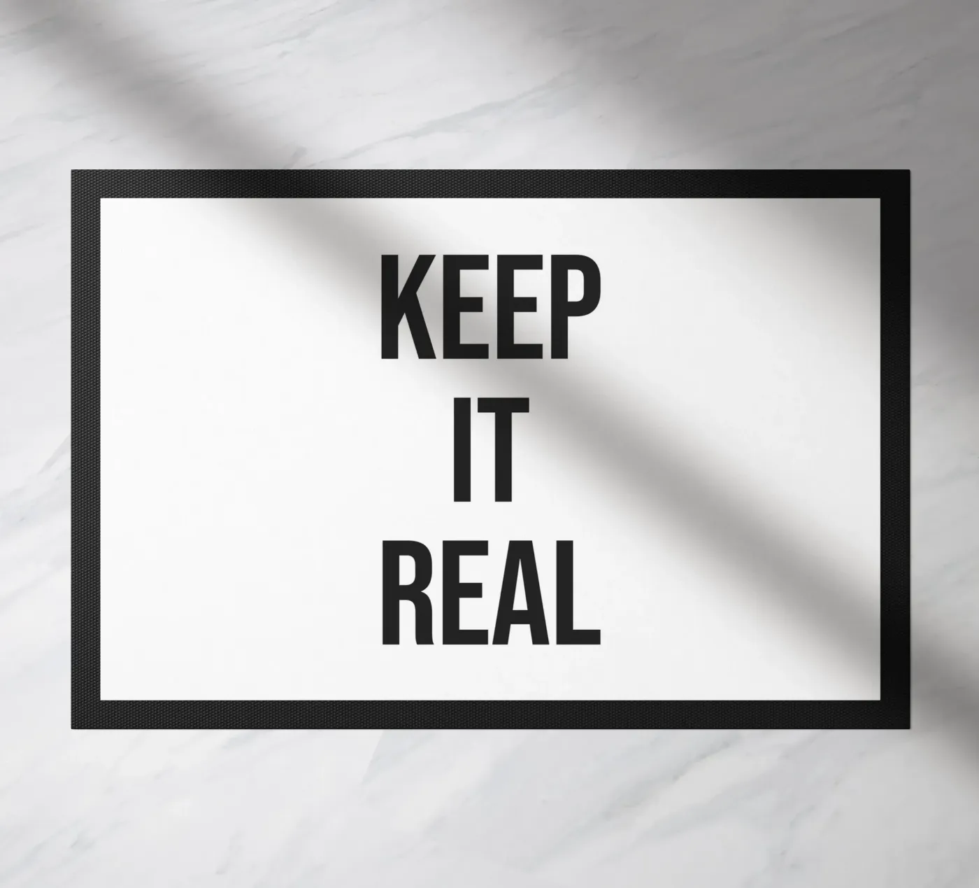 Keep it real quote doormat by Paigaam Studio