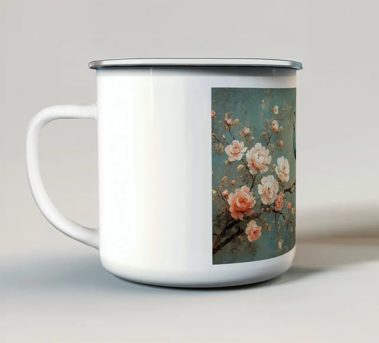William Morris Pfau tazza in smalto da Botanical Art Studio