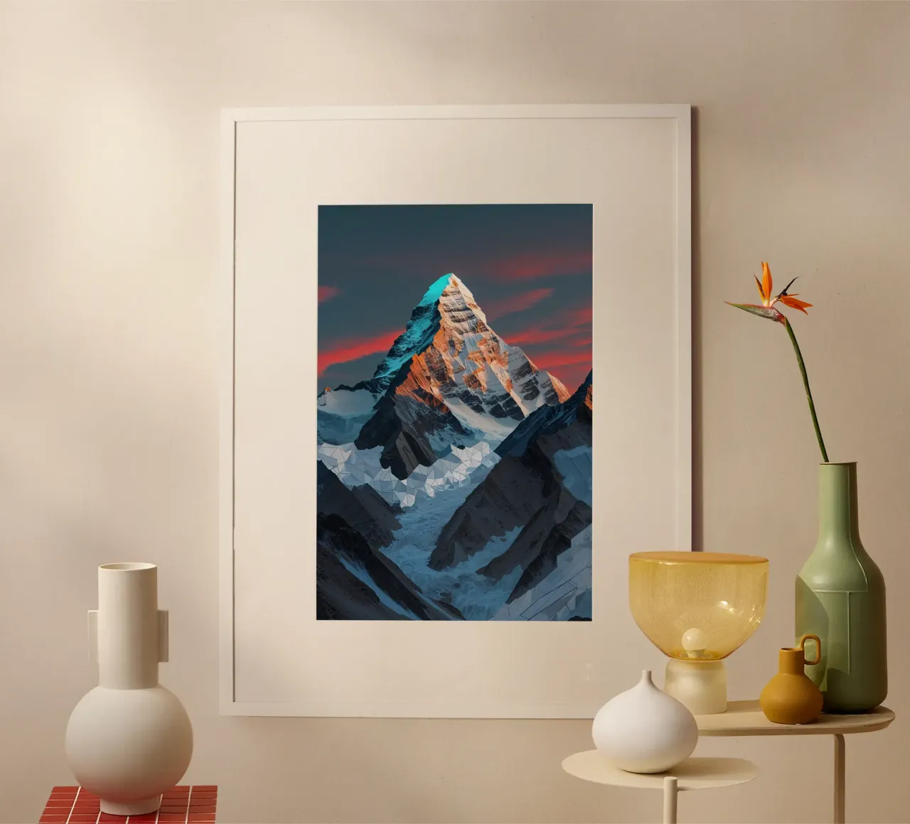 Sunset Embrace of K2's Abstract Geometry carta hahnemühle da AlbertKlee