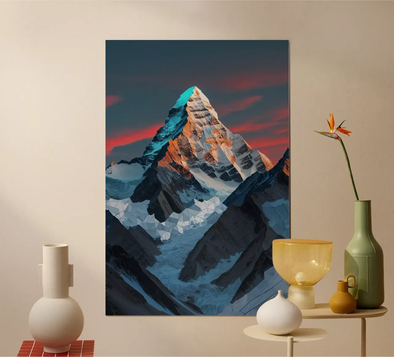 Sunset Embrace of K2's Abstract Geometry carta hahnemühle da AlbertKlee