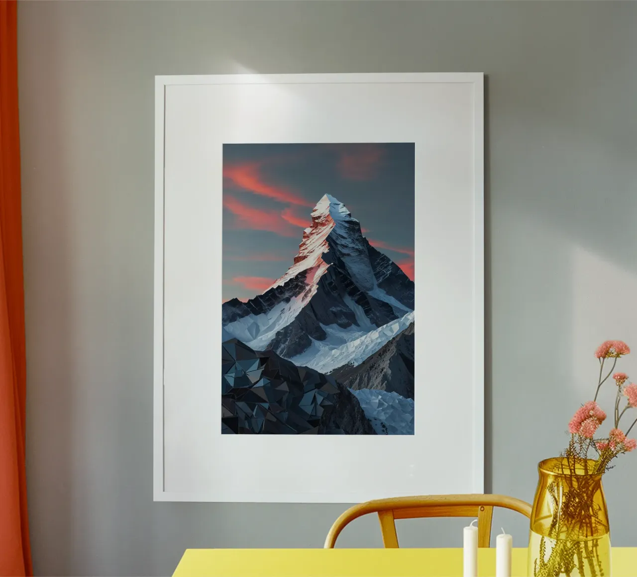 Abstract Symphony of K2's Jagged Peaks poster con telaio in legno da AlbertKlee