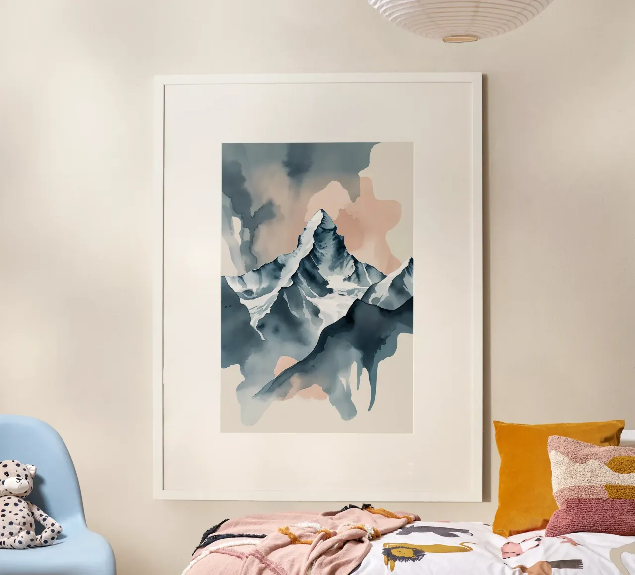 Fluid Peaks: K2 in Dreamlike Abstraction poster con telaio in plastica da AlbertKlee