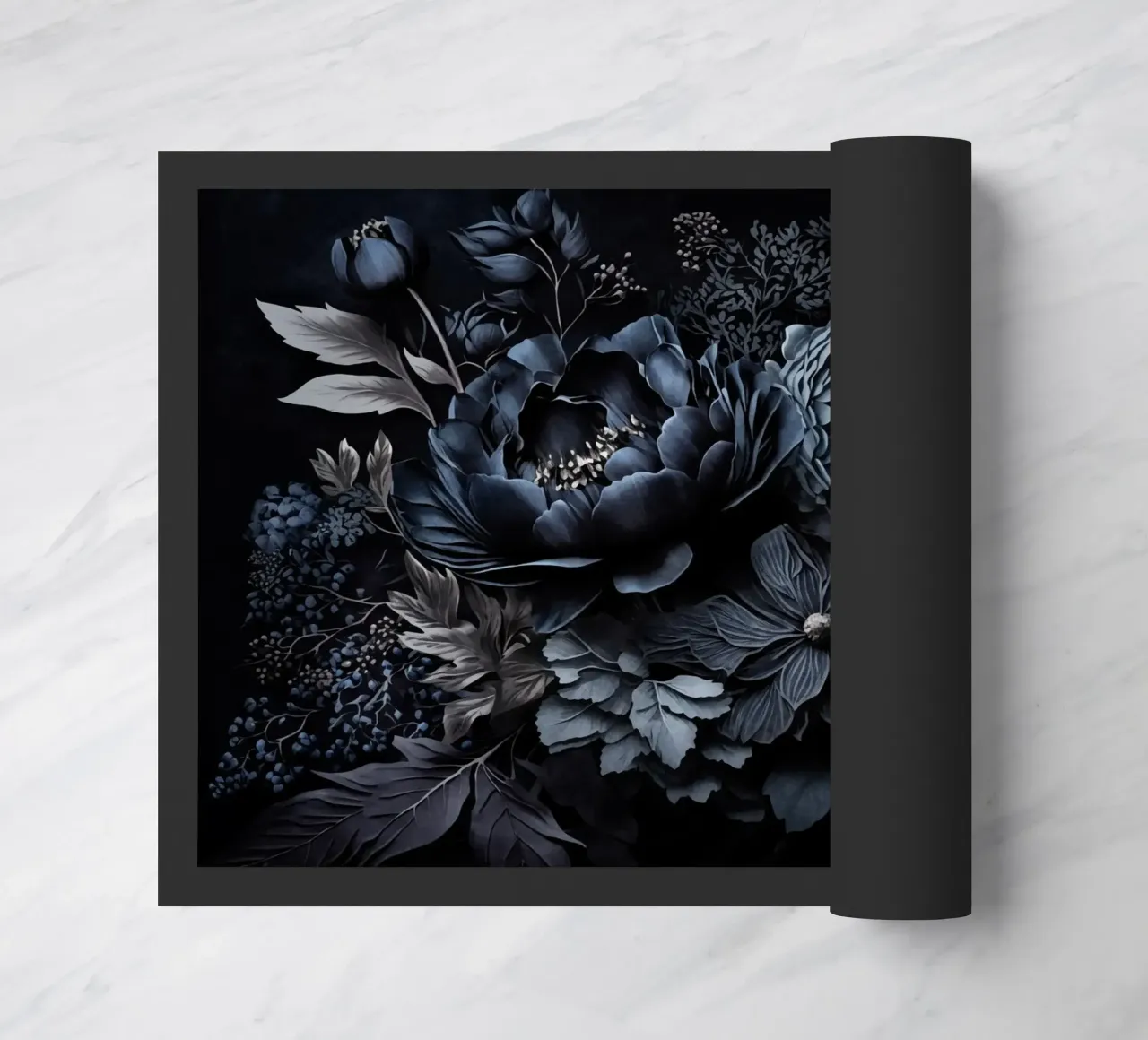 Renaissance Vibes Azul acero Moody Flores opulentas felpudo de Andrea Haase Floral Passion