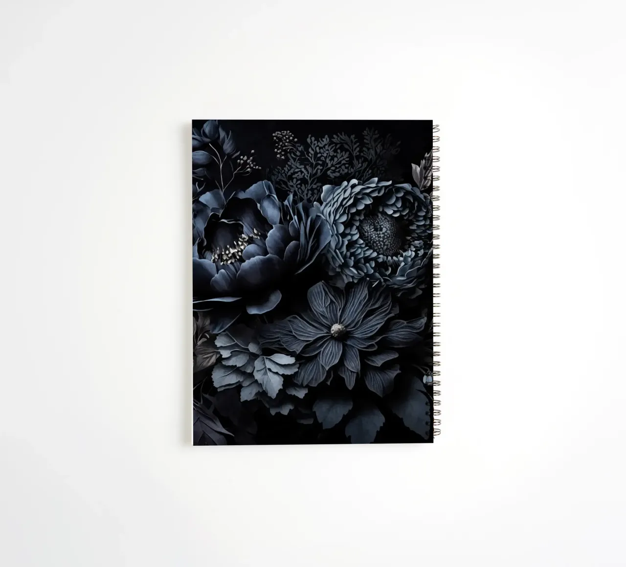 Renaissance Vibes Steel Blue Moody Opulent Flowers spiral notebook by Andrea Haase Floral Passion