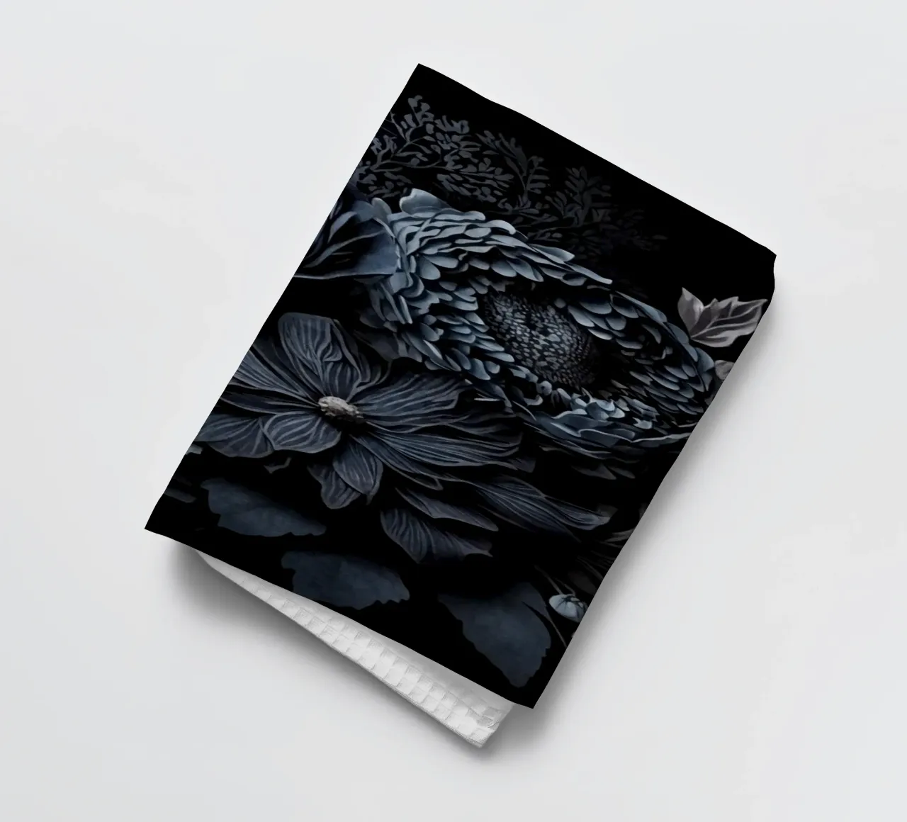 Renaissance Vibes Bleu acier Moody Opulent Flowers torchon de Andrea Haase Floral Passion