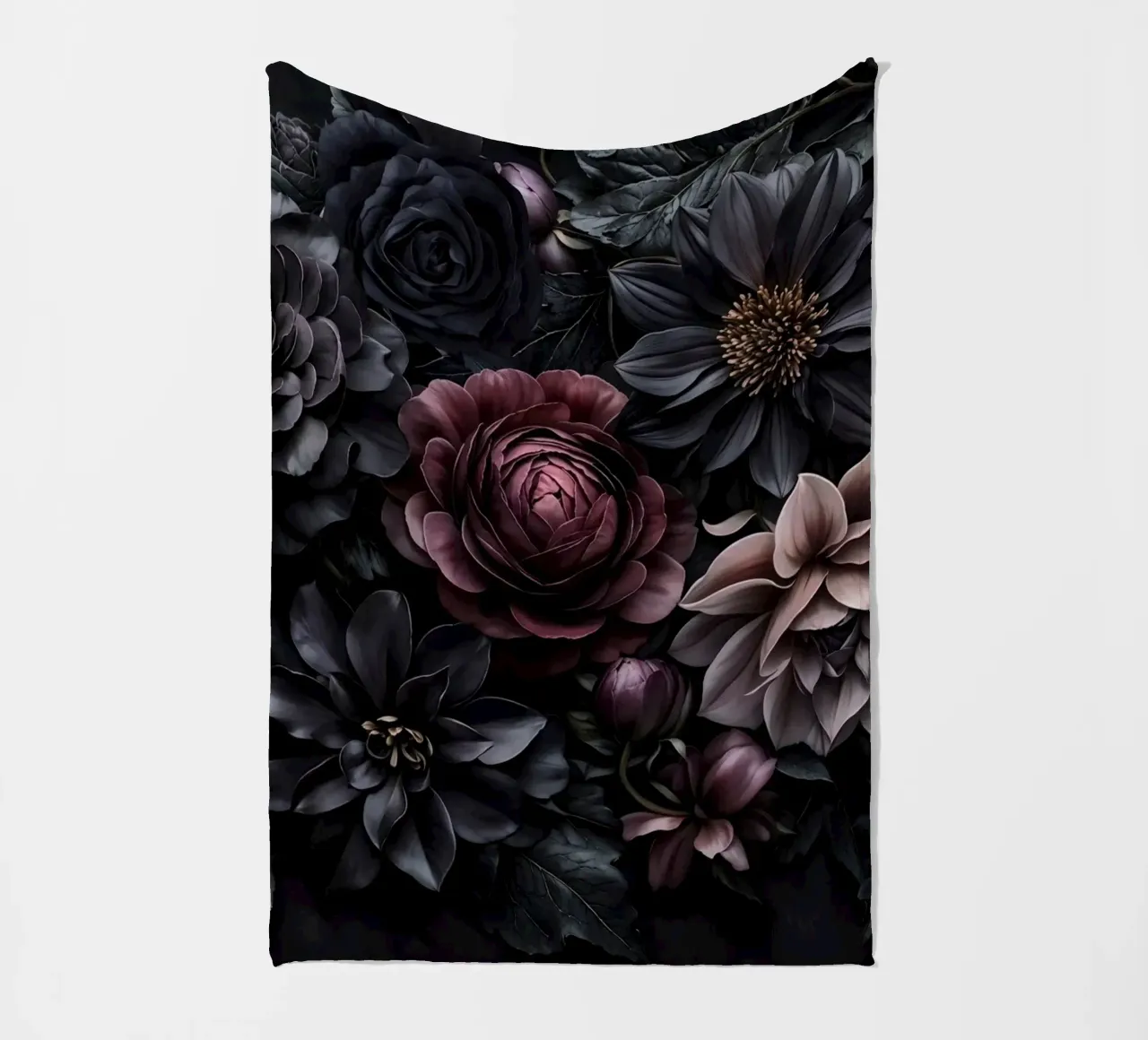 Midnight Floralscape Fiori barocchi lunatici coperta in pile da Andrea Haase Floral Passion