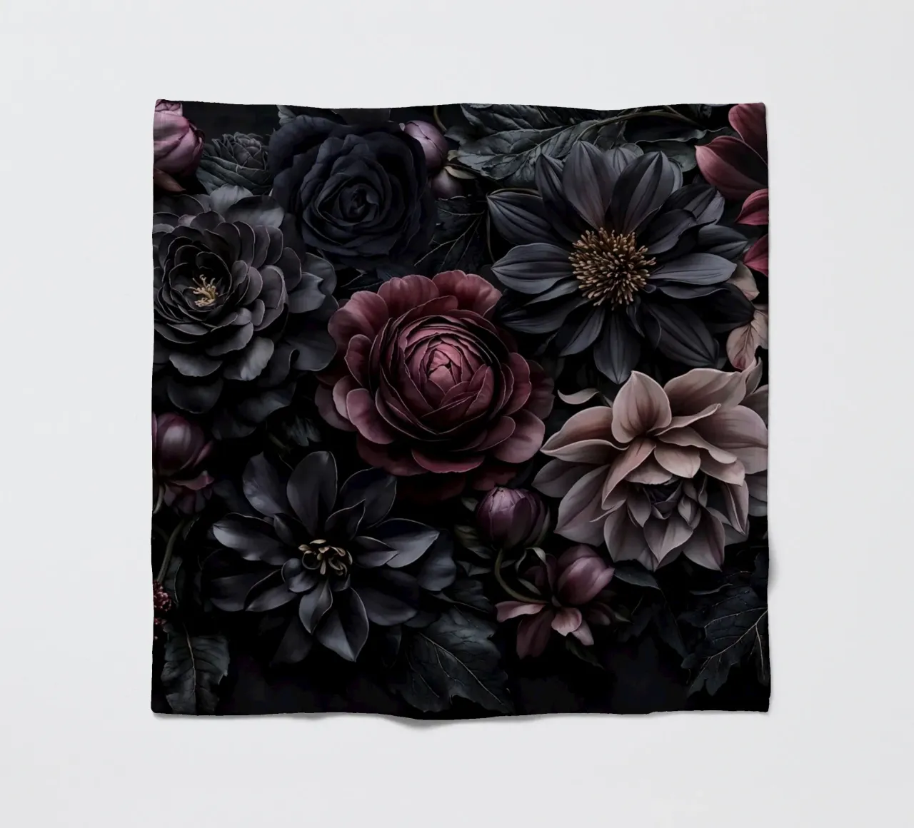 Midnight Floralscape Fiori barocchi lunatici coperta in pile da Andrea Haase Floral Passion