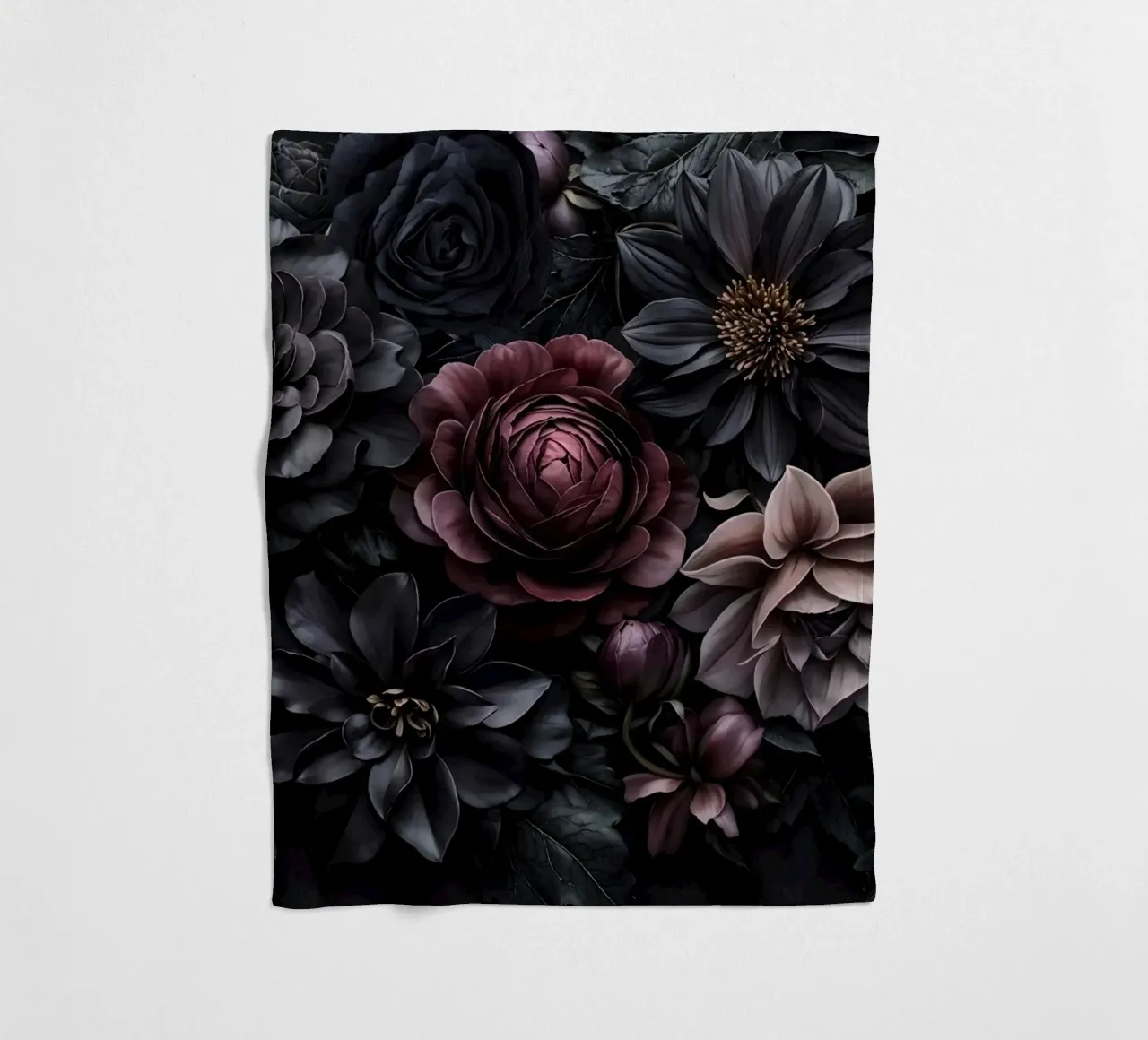 Midnight Floralscape Fiori barocchi lunatici coperta in pile da Andrea Haase Floral Passion