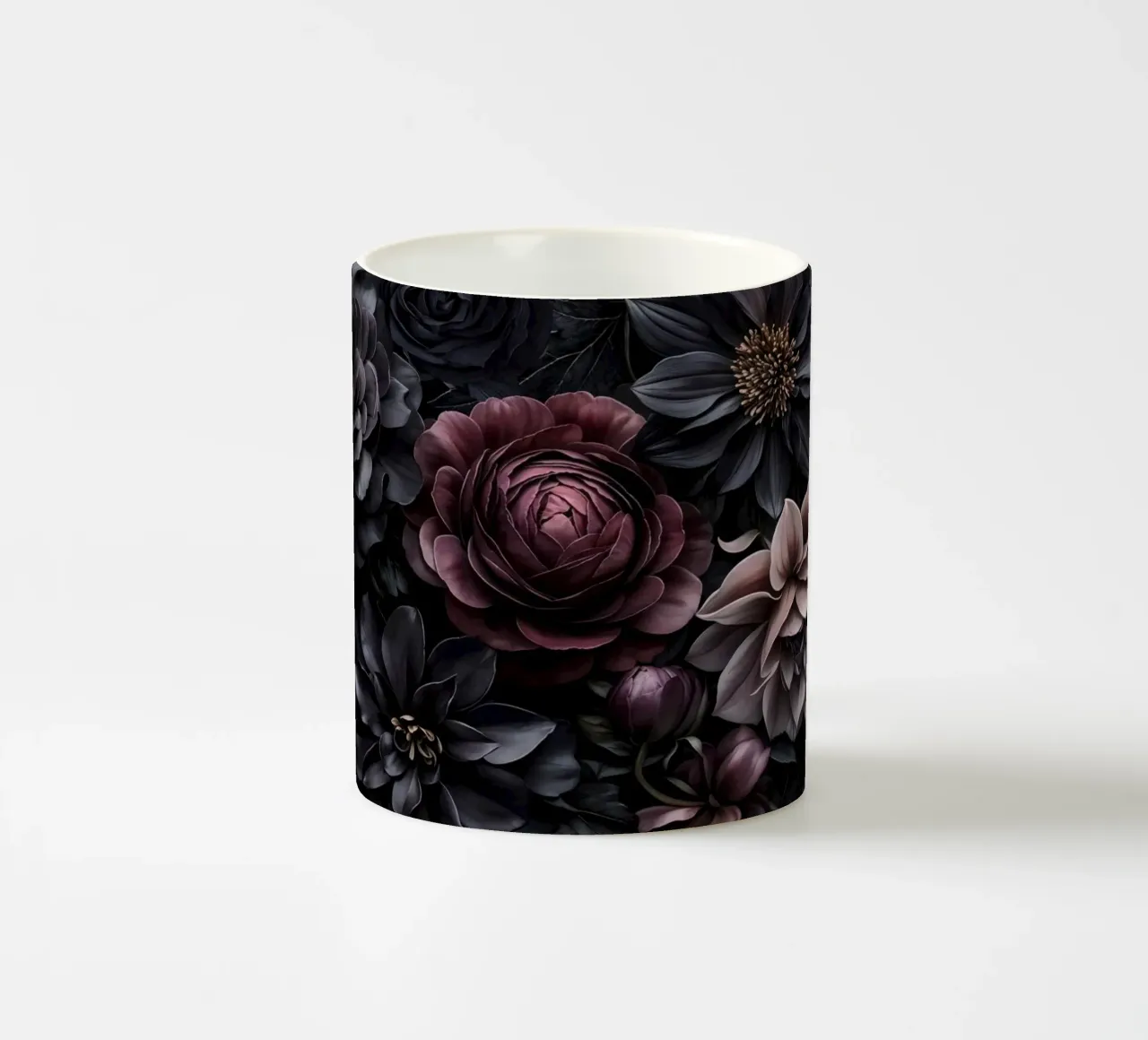 Midnight Floralscape Moody Baroque Flowers ceramic mug by Andrea Haase Floral Passion