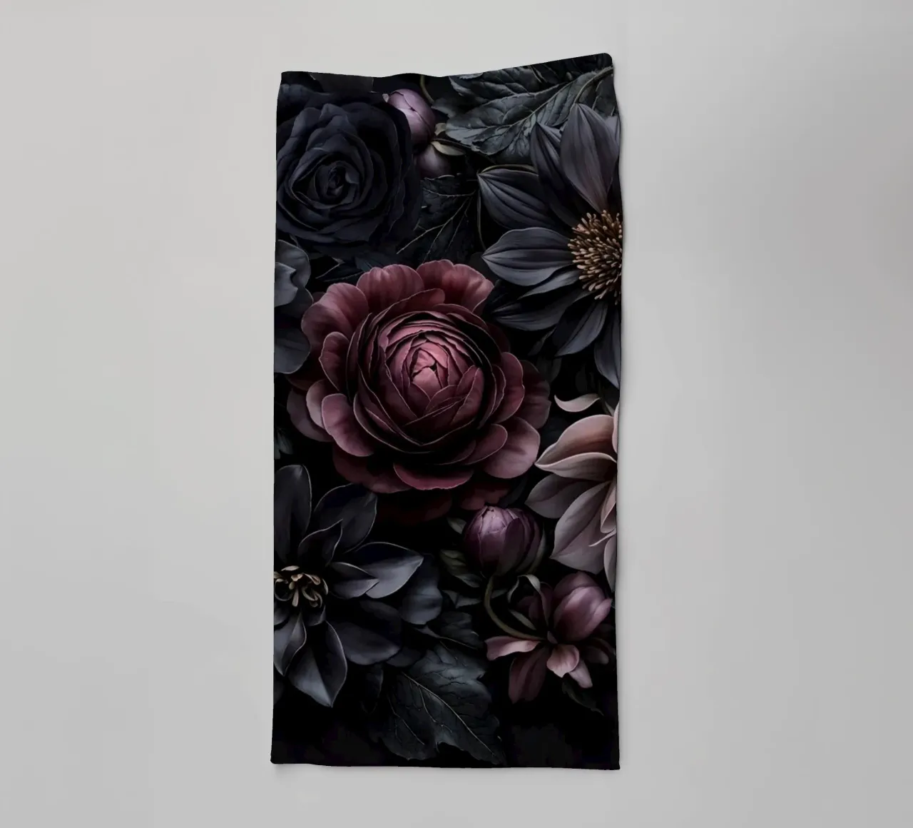 Midnight Floralscape Moody Baroque Flowers towel by Andrea Haase Floral Passion