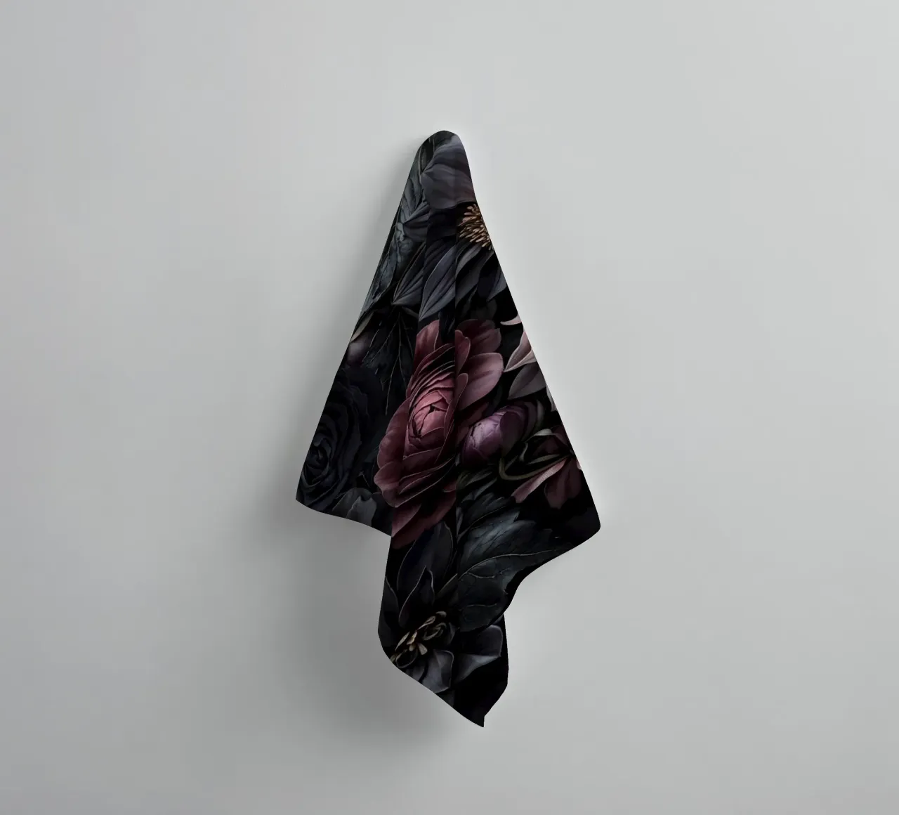Midnight Floralscape Moody Baroque Flowers towel by Andrea Haase Floral Passion