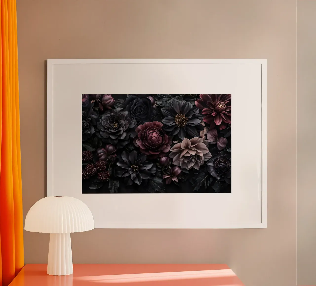 Midnight Floralscape Fiori barocchi lunatici poster con telaio in alluminio da Andrea Haase Floral Passion