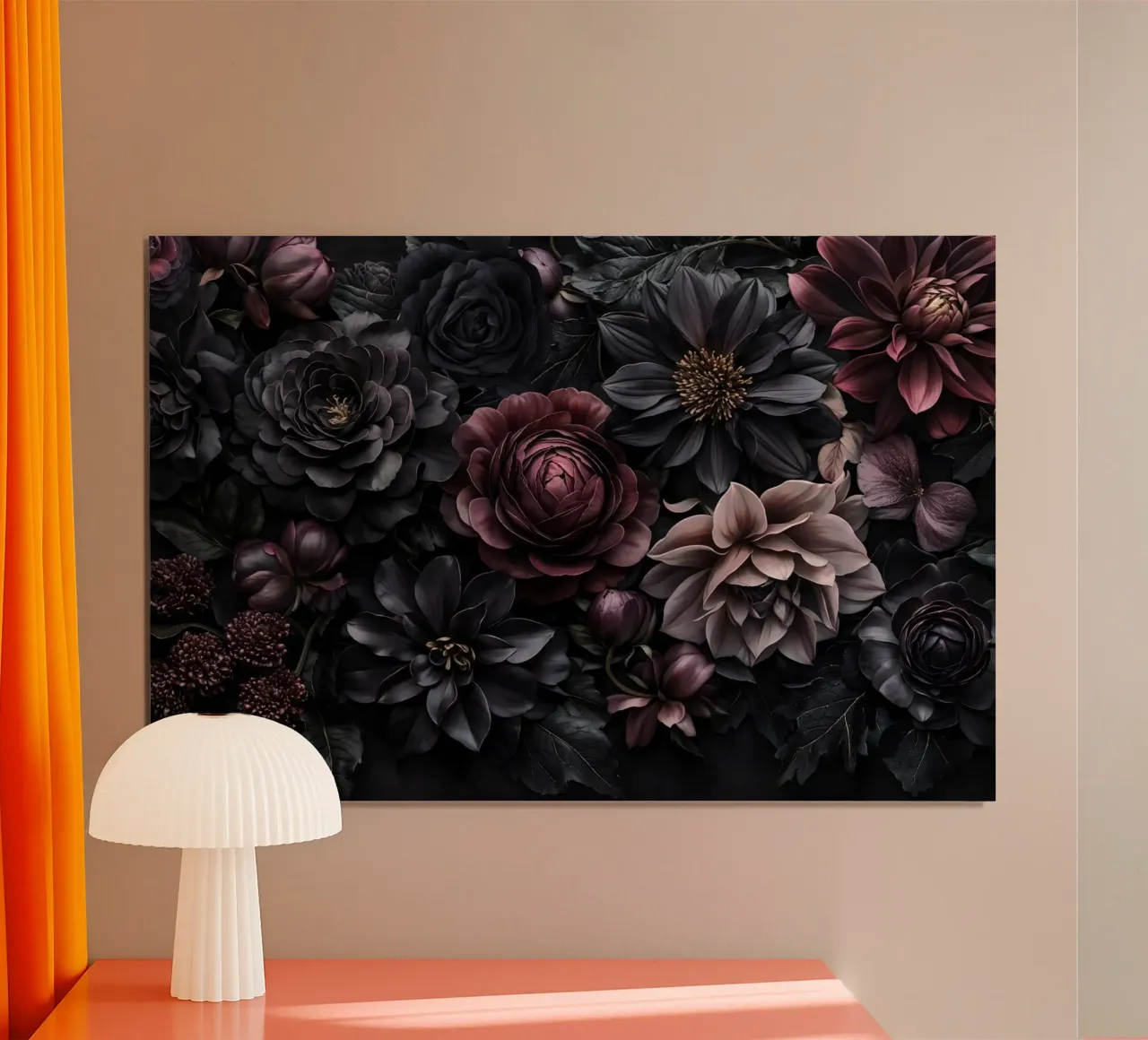 Midnight Floralscape Fiori barocchi lunatici poster con telaio in alluminio da Andrea Haase Floral Passion