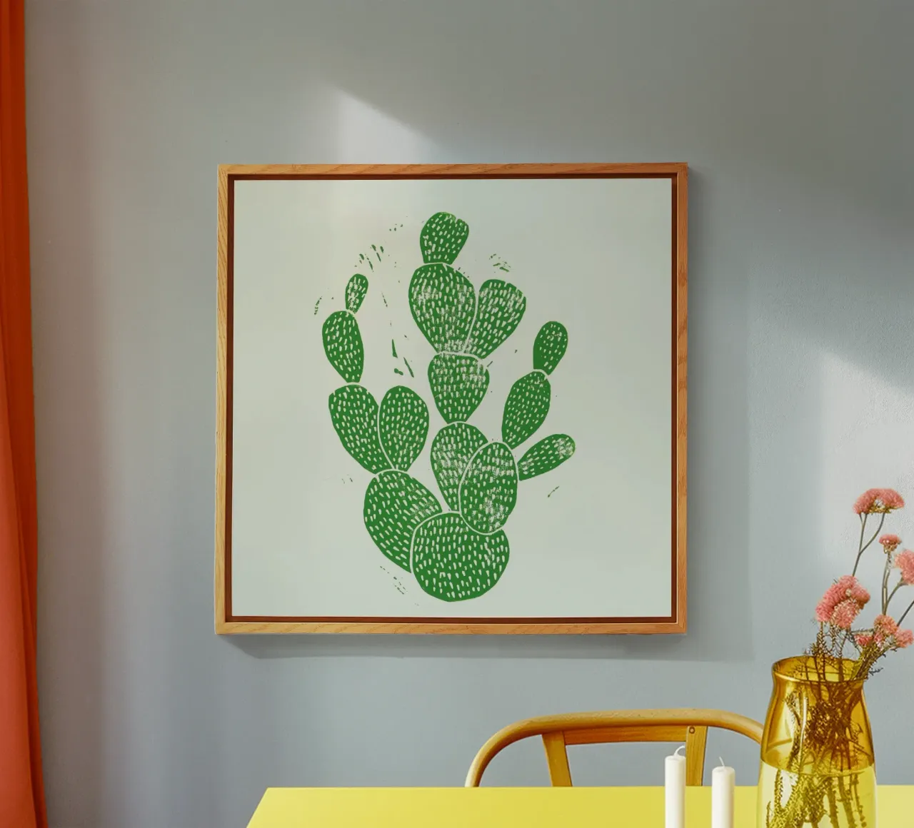 Linocut Cacti plexiglass da Bianca Green