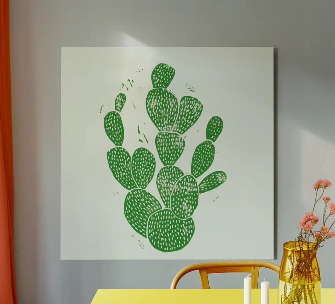 Linocut Cacti alluminio dibond da Bianca Green