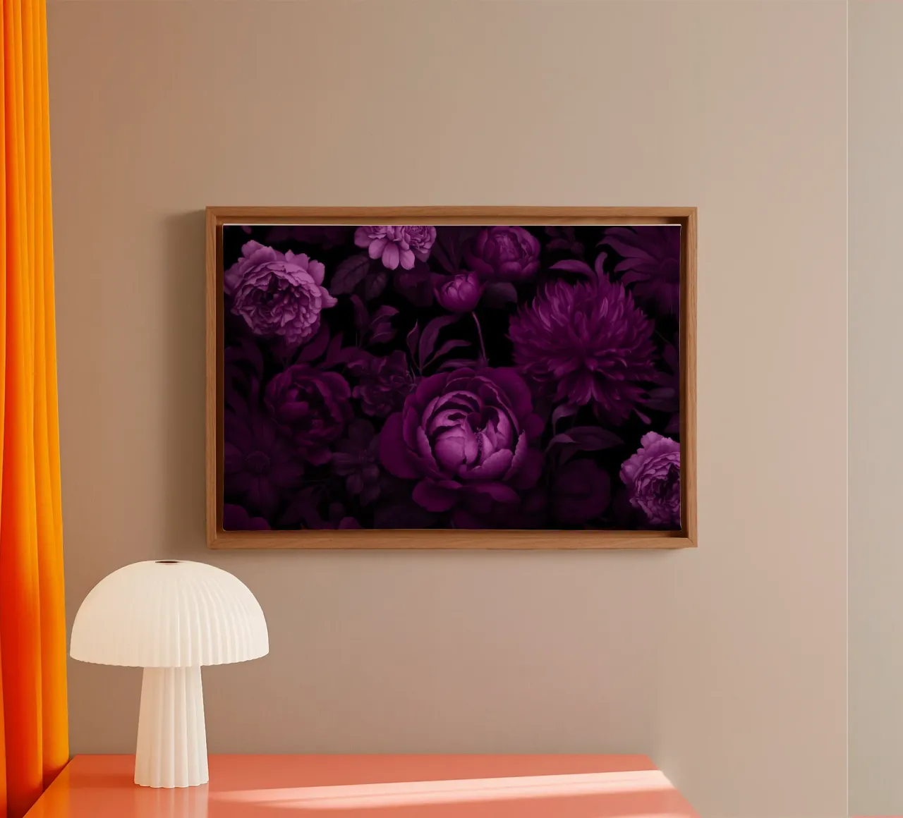 Fiori di mezzanotte Vibrazioni vittoriane viola tela con Cornice a cassetta da Andrea Haase Floral Passion