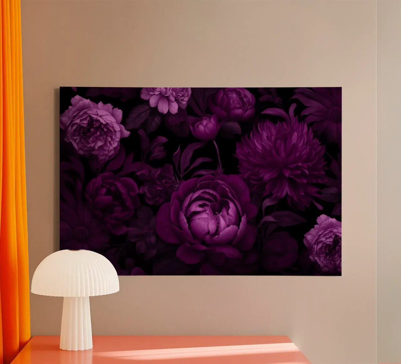 Fiori di mezzanotte Vibrazioni vittoriane viola tela con Cornice a cassetta da Andrea Haase Floral Passion
