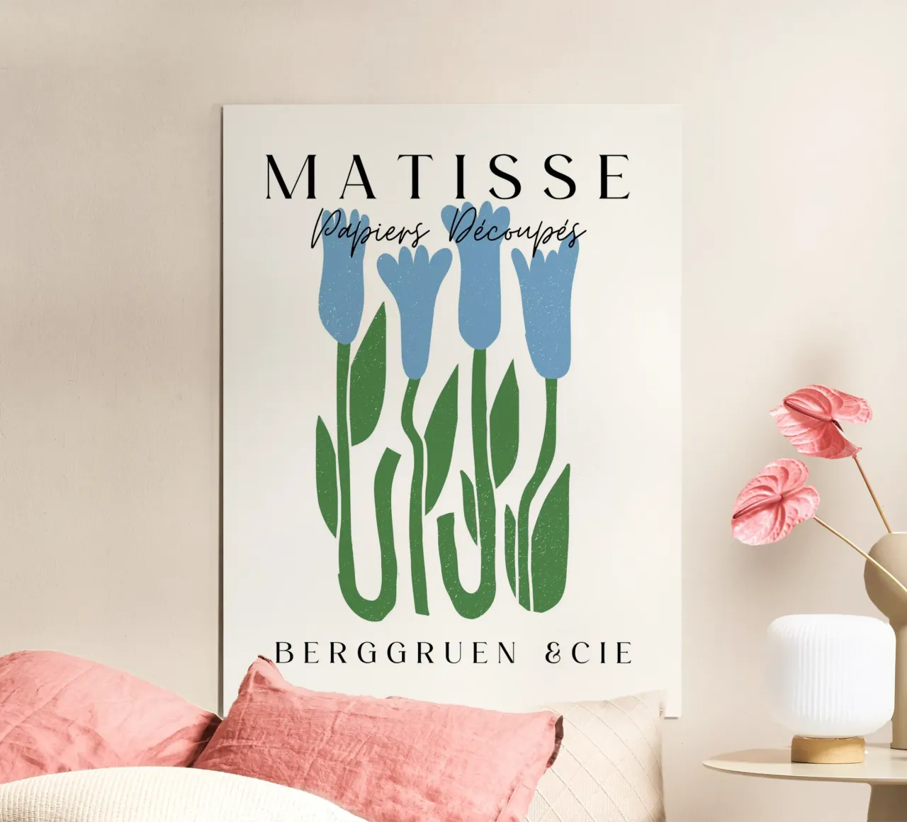 Blue flowers poster with wooden frame by ramosashop