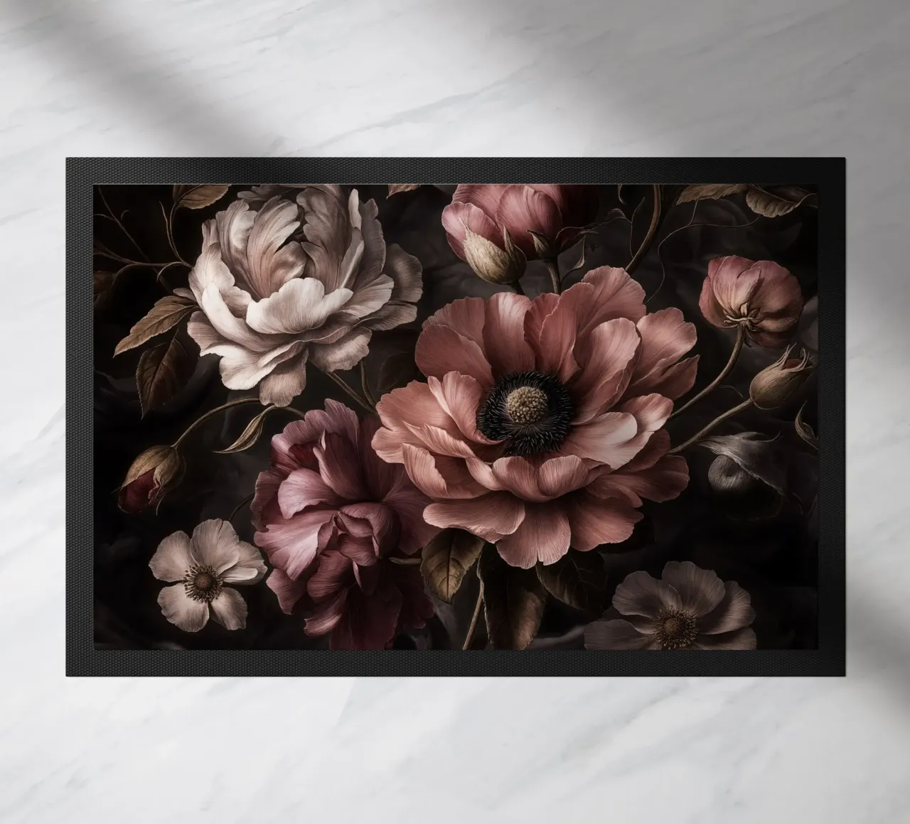 Fiori vittoriani d'epoca a mezzanotte zerbino da Andrea Haase Vintage World