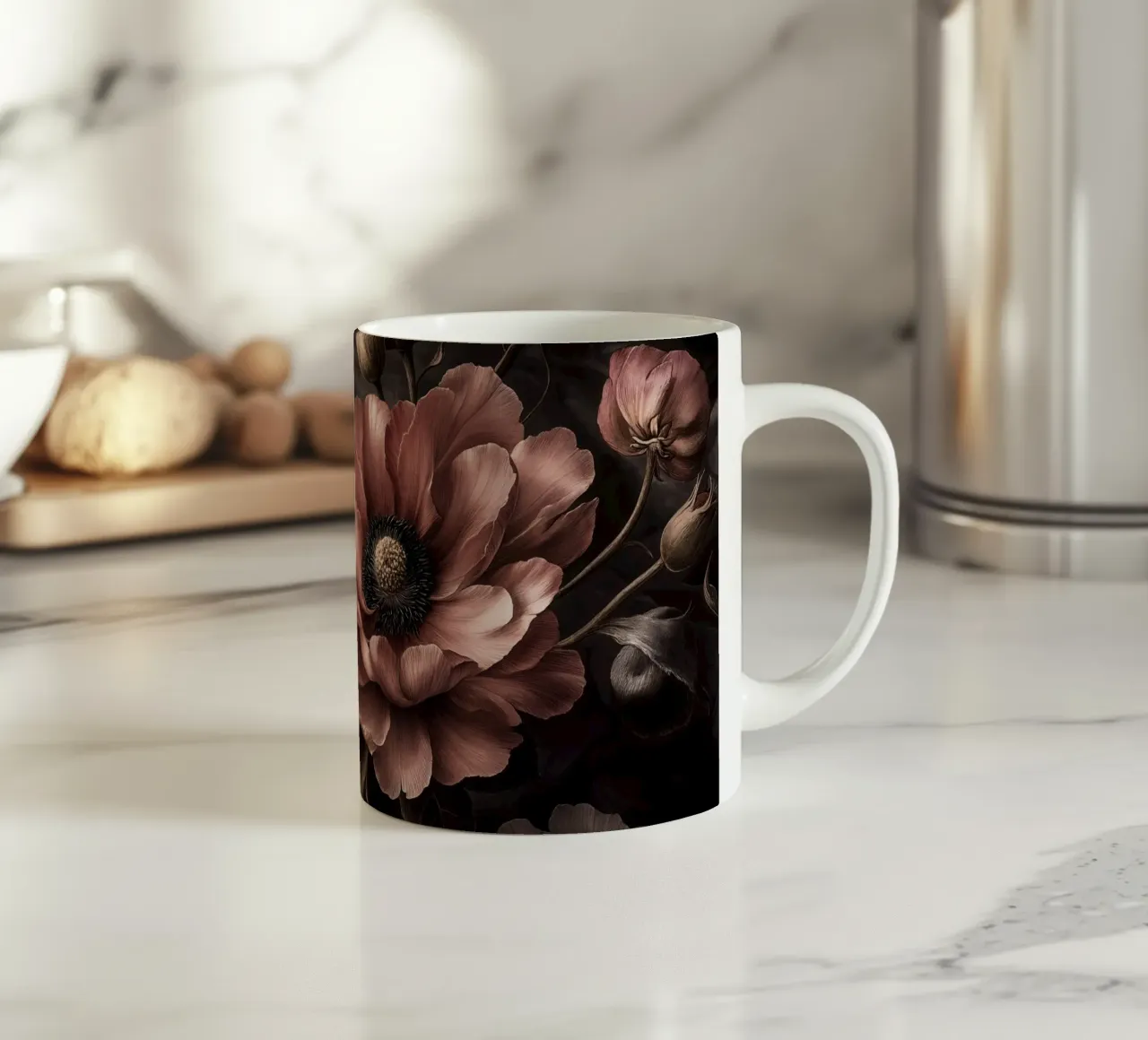 Fiori vittoriani d'epoca a mezzanotte tazza in ceramica da Andrea Haase Vintage World