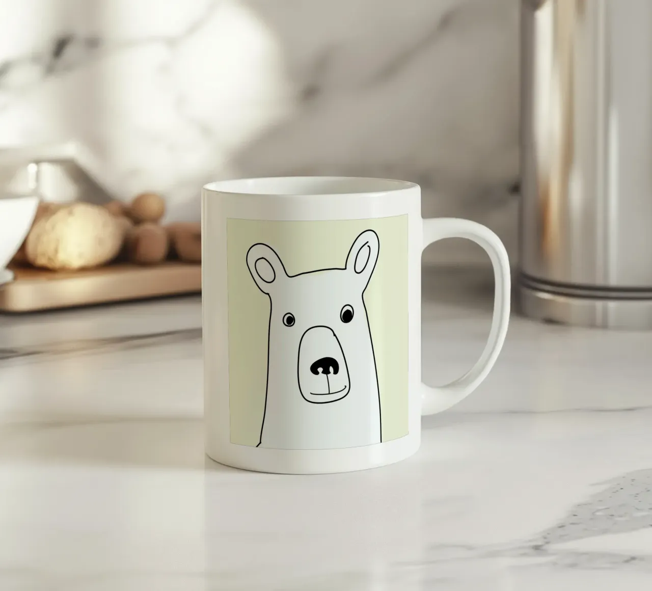 Bear in a Yellow Square Keramik Tasse von Christina Heitmann