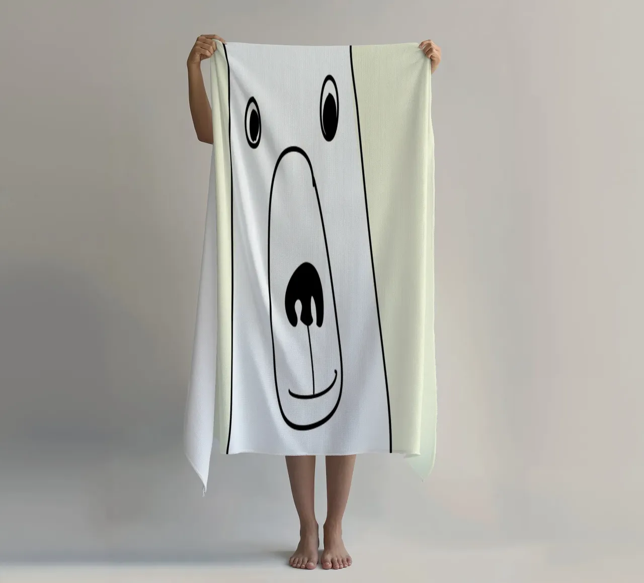 Bear in a Yellow Square beach towel by Christina Heitmann