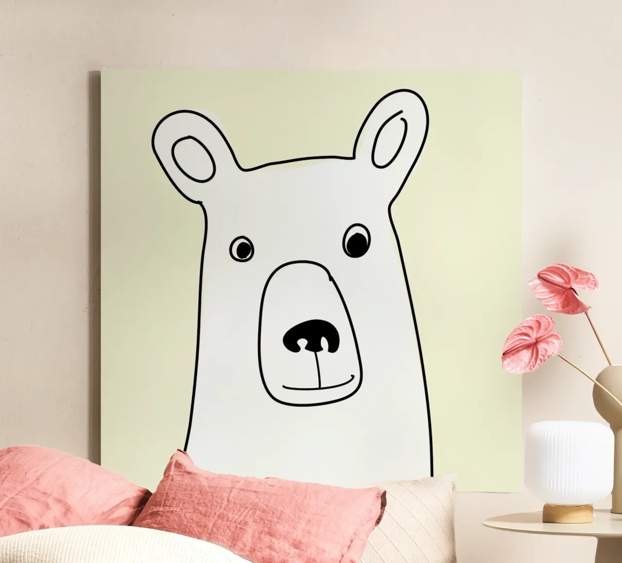 Bear in a Yellow Square tela con Cornice a cassetta da Christina Heitmann