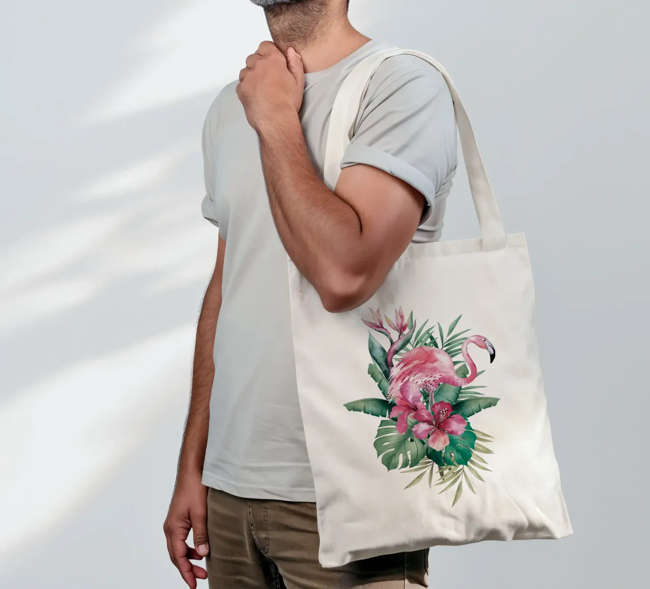 Tropical Flamingo Summer Vibes tote bag by Andrea Haase Vintage World