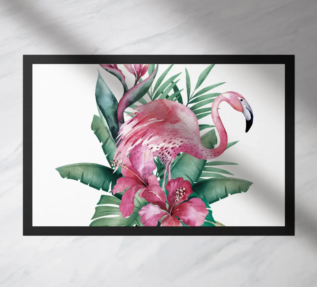 Tropical Flamingo Summer Vibes doormat by Andrea Haase Vintage World