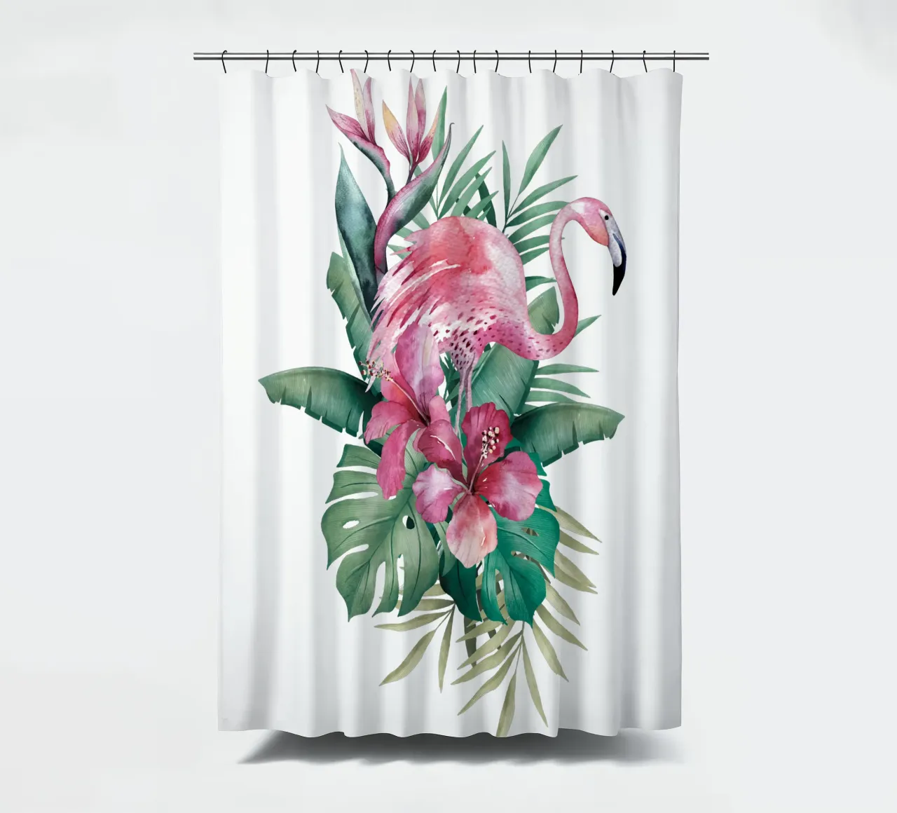 Tropische Flamingo-Sommer-Vibes Duschvorhang von Andrea Haase Vintage World