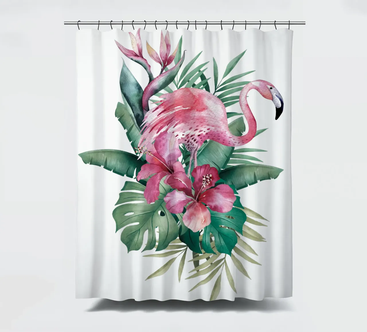 Tropische Flamingo-Sommer-Vibes Duschvorhang von Andrea Haase Vintage World
