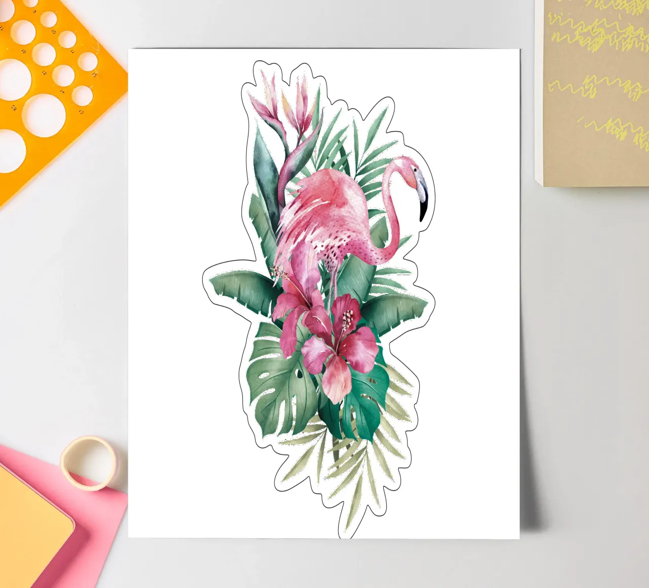 Tropical Flamingo Summer Vibes sticker sheet by Andrea Haase Vintage World