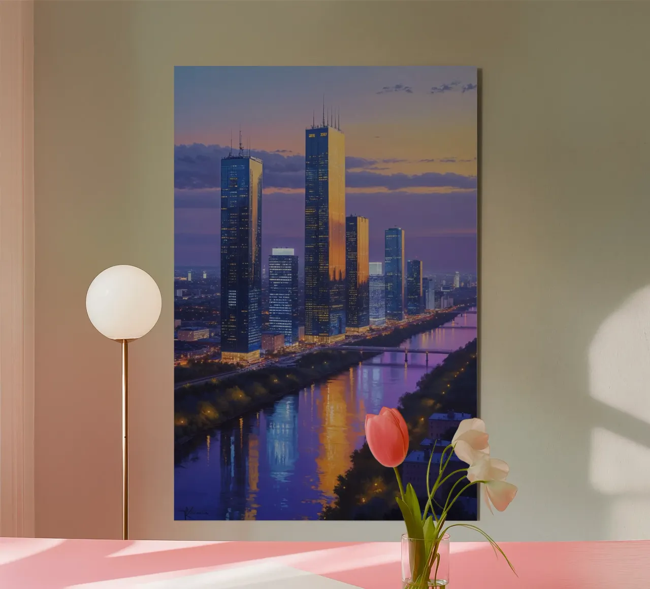 Kyiv's Vibrant Twilight Reflections alluminio dibond da AlbertKlee
