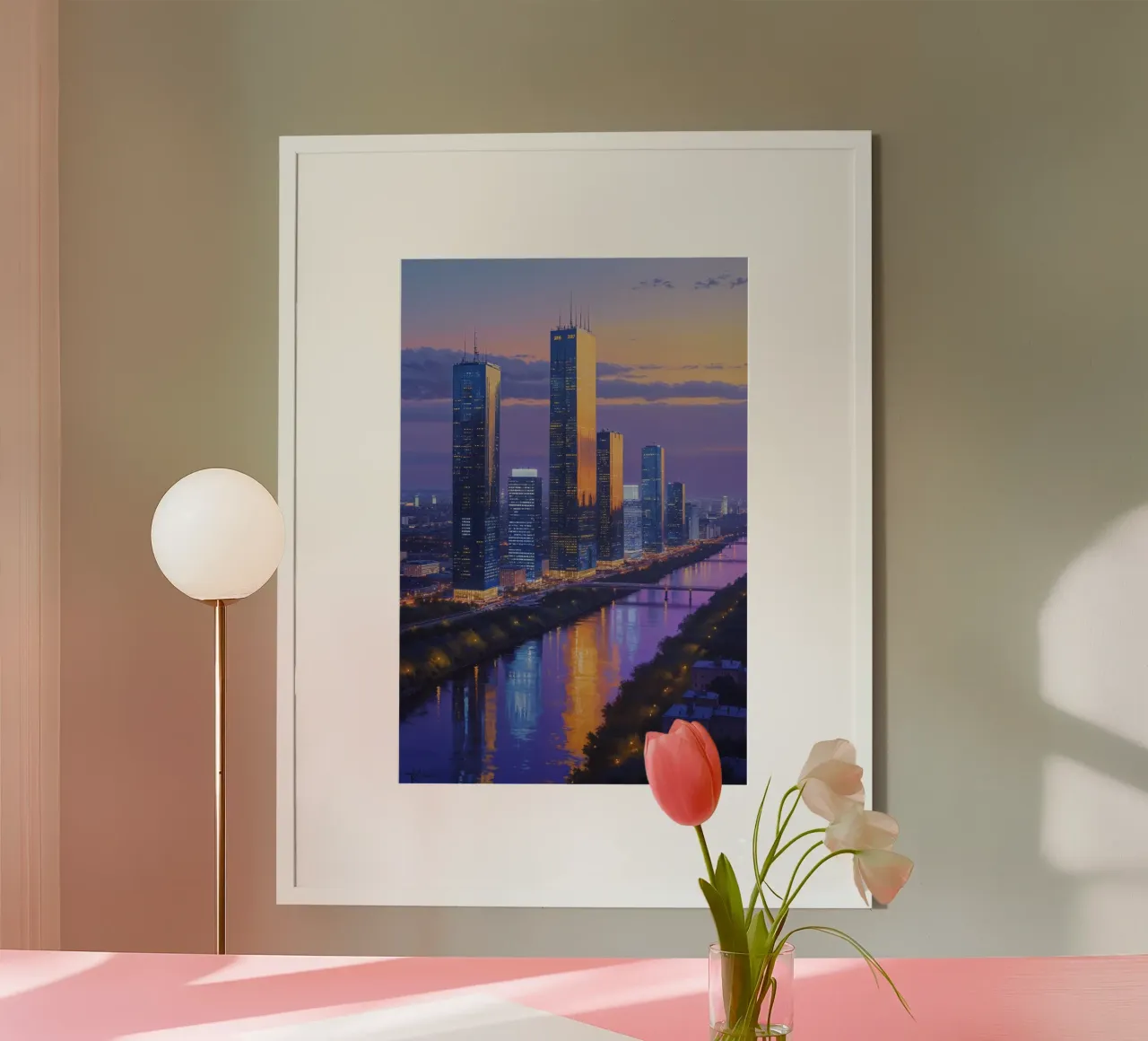 Kyiv's Vibrant Twilight Reflections carta hahnemühle da AlbertKlee