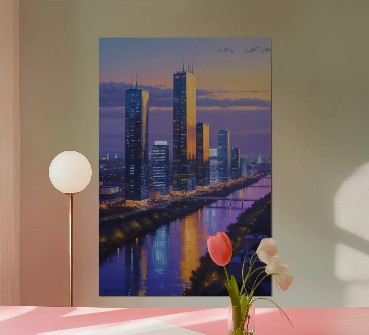 Kyiv's Vibrant Twilight Reflections carta hahnemühle da AlbertKlee