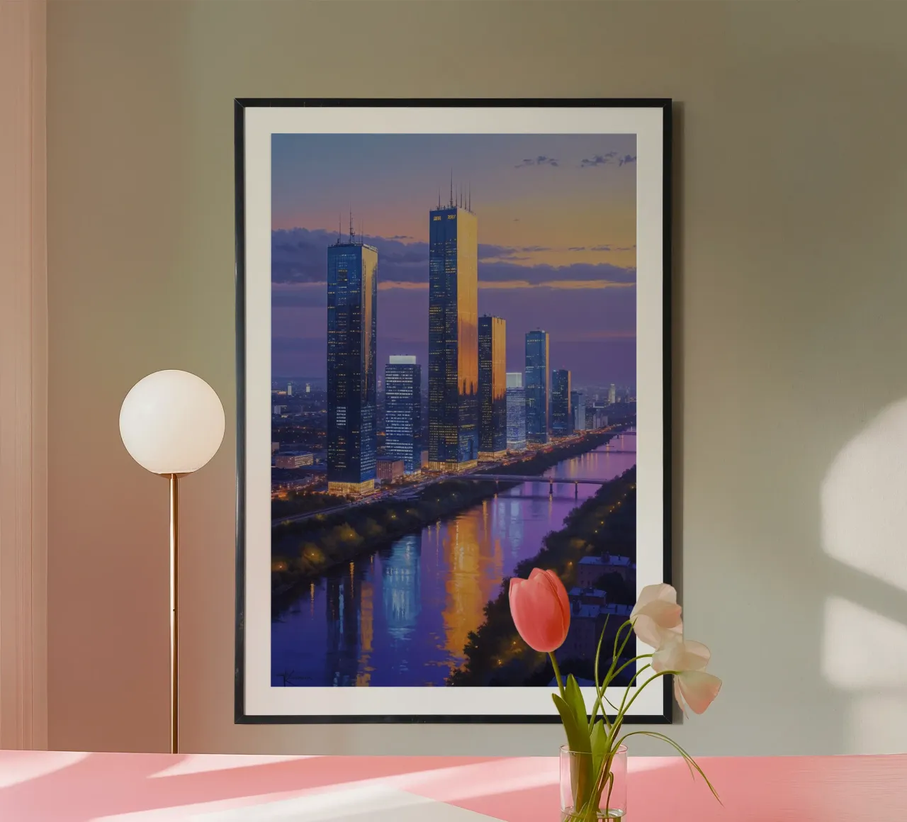 Kyiv's Vibrant Twilight Reflections carta hahnemühle da AlbertKlee