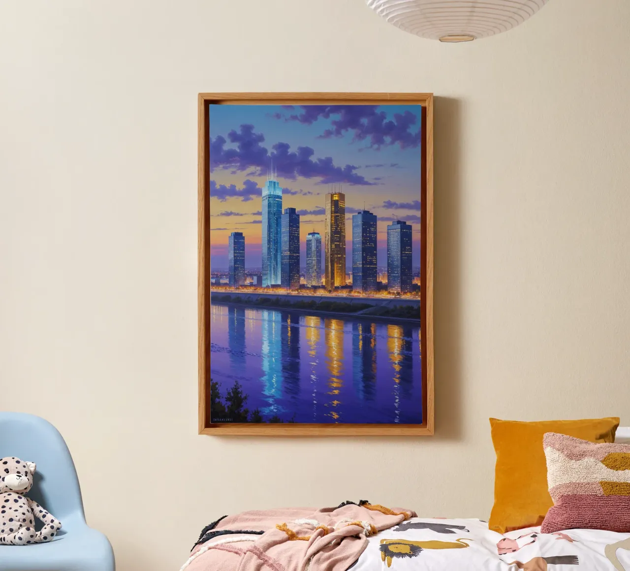 Kyiv's Modern Skyline in Golden Hour tela con Cornice a cassetta da AlbertKlee