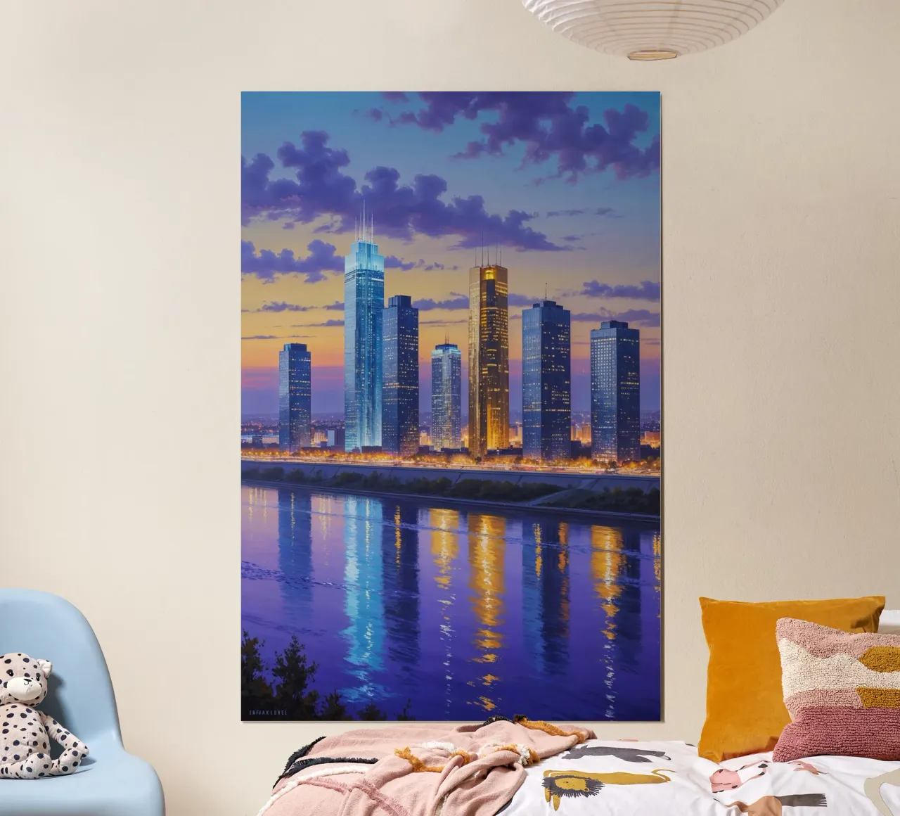 Kyiv's Modern Skyline in Golden Hour poster da AlbertKlee