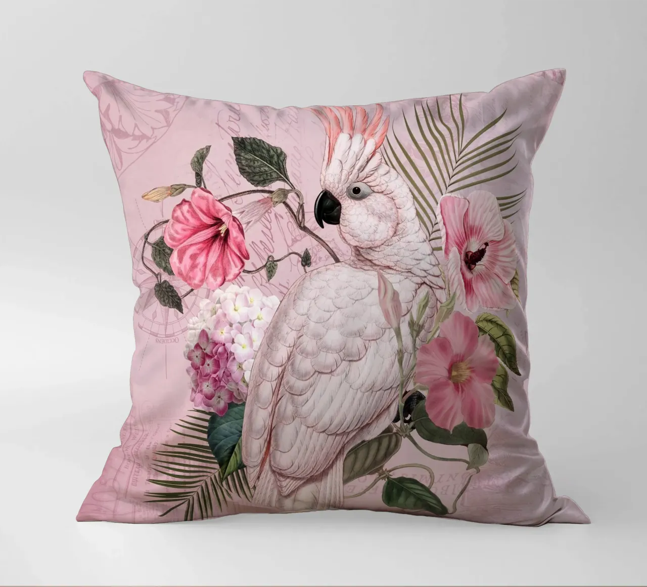 Nostalgia del cacatua floreale cuscino da Andrea Haase Vintage World