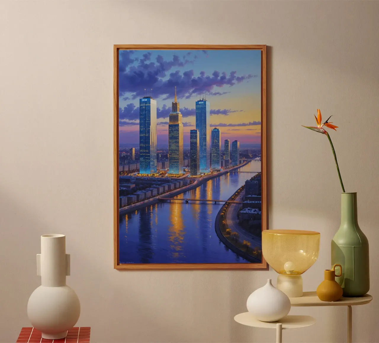 Kyiv's Modern Skyline at Twilight alluminio dibond da AlbertKlee