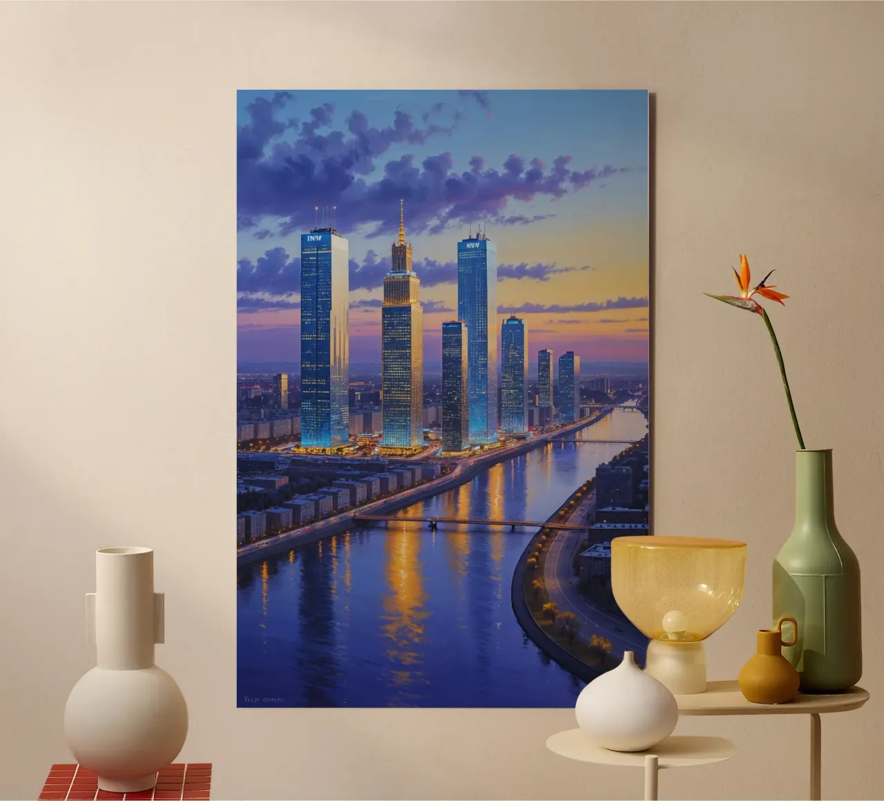 Kyiv's Modern Skyline at Twilight alluminio dibond da AlbertKlee