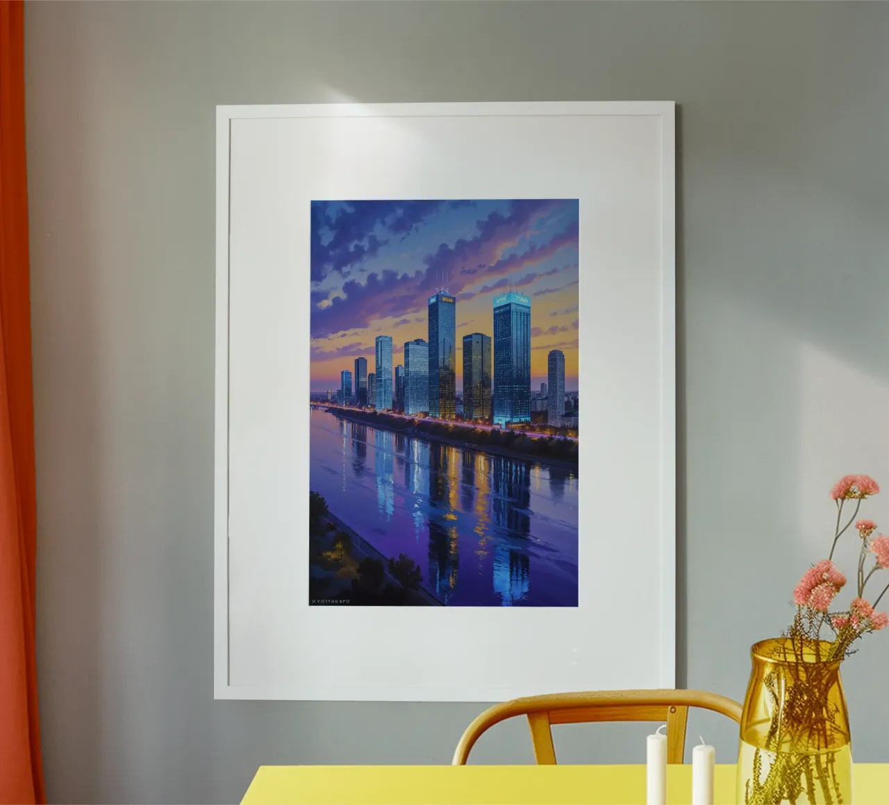 Kyiv’s Reflective Cityscape at Dusk poster da AlbertKlee