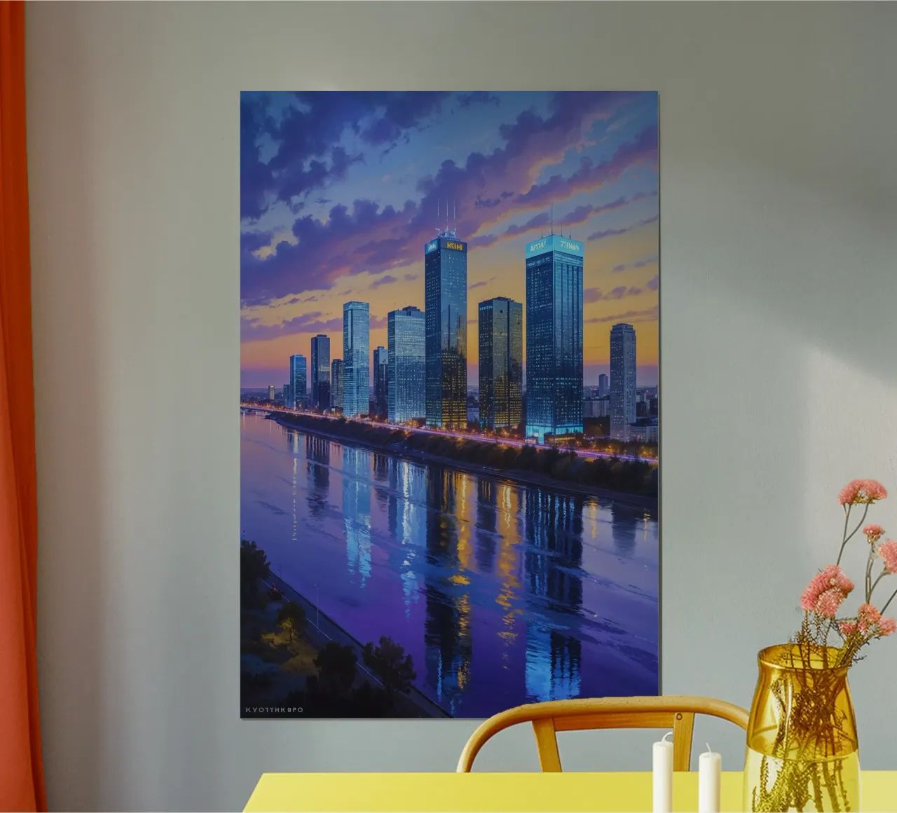 Kyiv’s Reflective Cityscape at Dusk poster da AlbertKlee