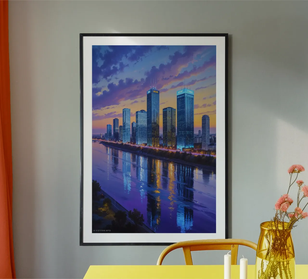 Kyiv’s Reflective Cityscape at Dusk poster da AlbertKlee