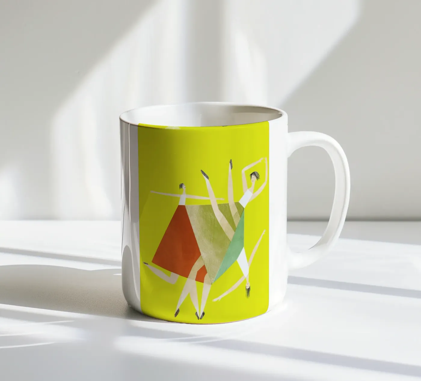 Dancing Yellow ceramic mug by Monika Aichele