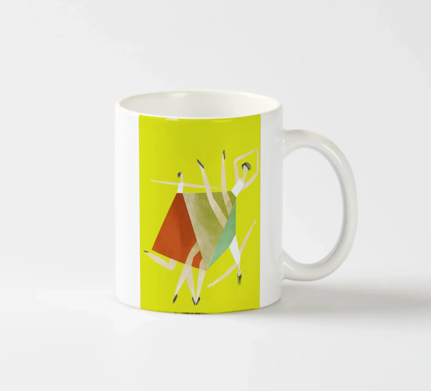 Dancing Yellow ceramic mug by Monika Aichele