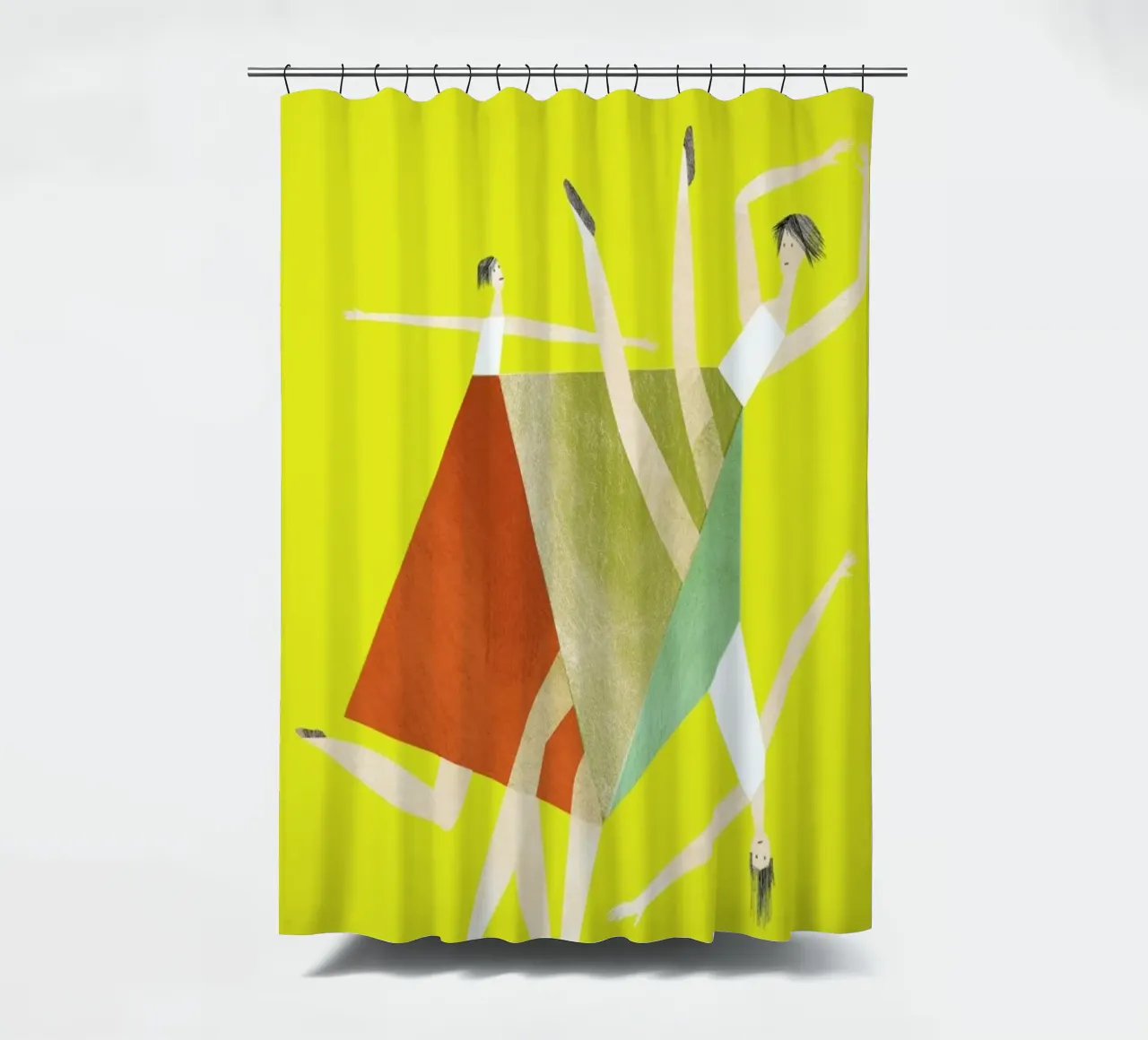 Dancing Yellow shower curtain by Monika Aichele