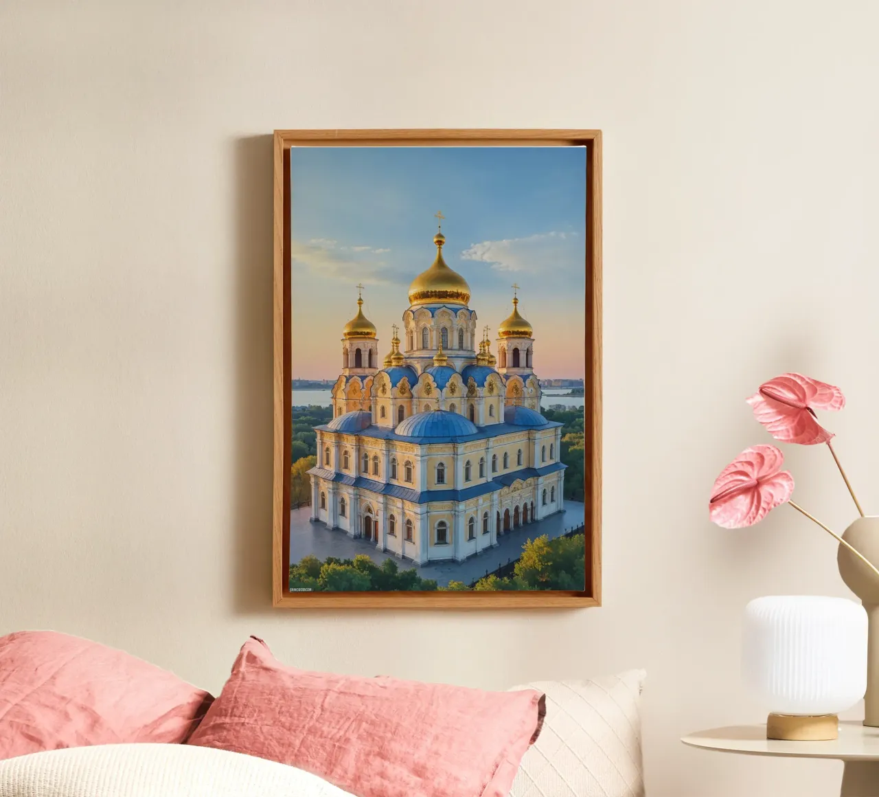Kyiv’s Enchanting Cathedral at Sunset tela con Cornice a cassetta da AlbertKlee