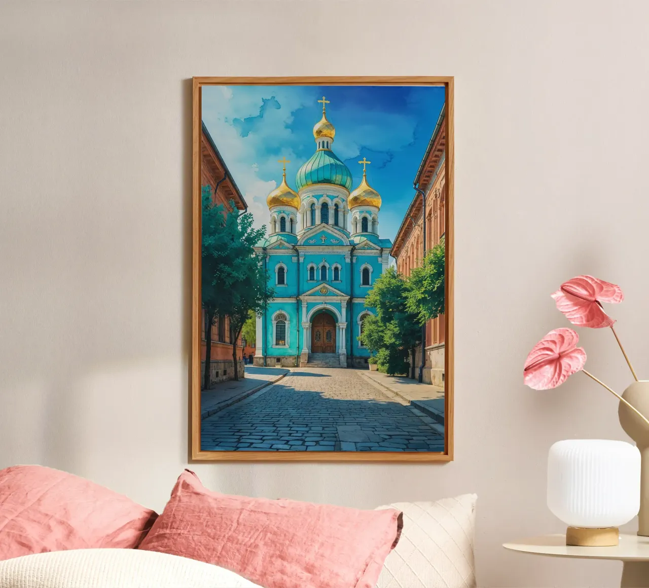 Azure Serenity: Kyiv's Charming Cathedral alluminio dibond da AlbertKlee